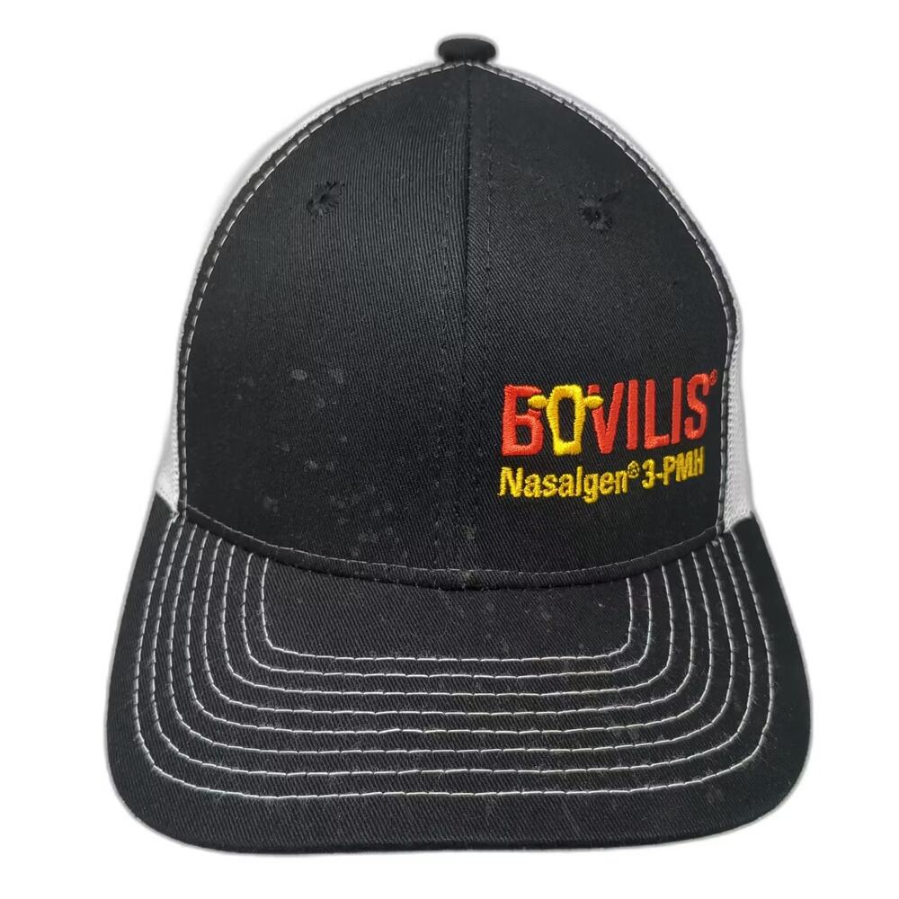 AJM International Bovilis Nasalgen 3-PMH Trucker Hat Black White One Size Mesh